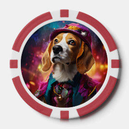 Beagle in een roze Pet Poker Chips