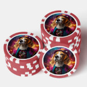 Beagle in een roze Pet Poker Chips (Opstapeling)