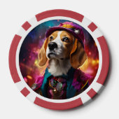 Beagle in een roze Pet Poker Chips (Achterkant)