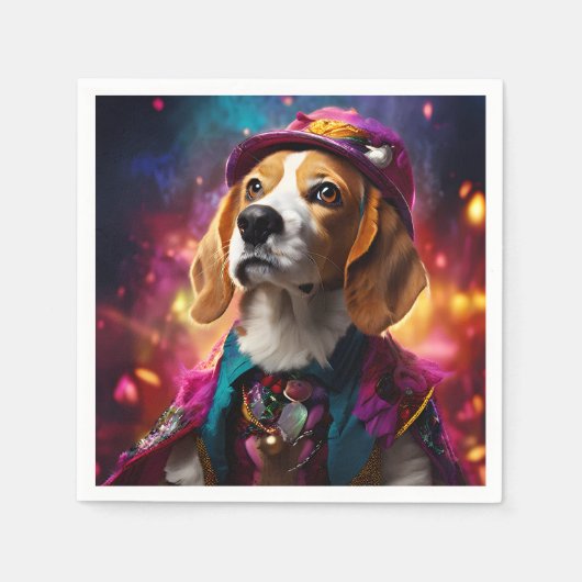 Beagle in een roze Pet Servet (Voorkant)
