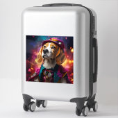 Beagle in een roze Pet Sticker (Koffer)