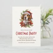 Beagle in een Santa Hat Schattige Pet Dog Christma Kaart (Staand voorkant)