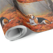 Beagle in herfst laat Herfst inspireren Cadeaupapier (Rol Hoek)