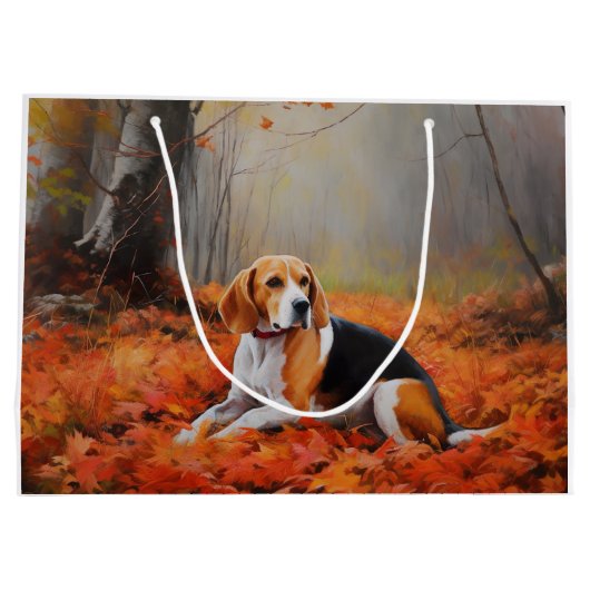 Beagle in herfst laat Herfst inspireren Groot Cadeauzakje (Achterkant)