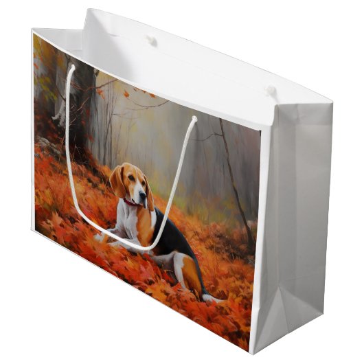 Beagle in herfst laat Herfst inspireren Groot Cadeauzakje (Voorkant Gekanteld)