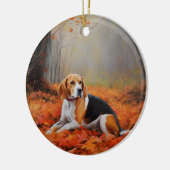 Beagle in herfst laat Herfst inspireren Keramisch Ornament (Links)