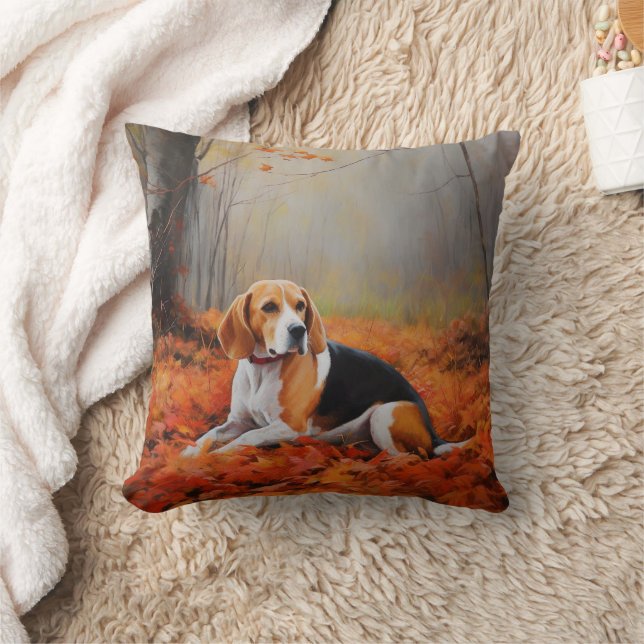 Beagle in herfst laat Herfst inspireren Kussen (Deken)