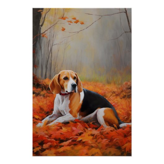 Beagle in herfst laat Herfst inspireren Perfect Poster (Voorkant)