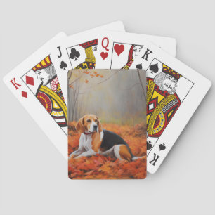 Beagle in herfst laat Herfst inspireren Pokerkaarten