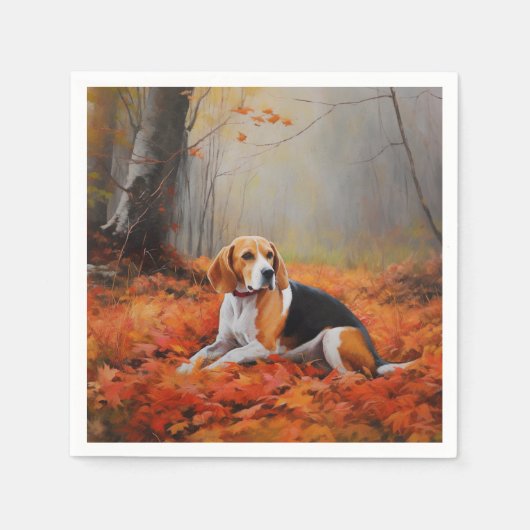 Beagle in herfst laat Herfst inspireren Servet (Voorkant)