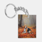 Beagle in herfst laat Herfst inspireren Sleutelhanger (Voorkant Links)
