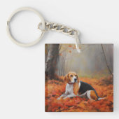 Beagle in herfst laat Herfst inspireren Sleutelhanger (Voorkant)