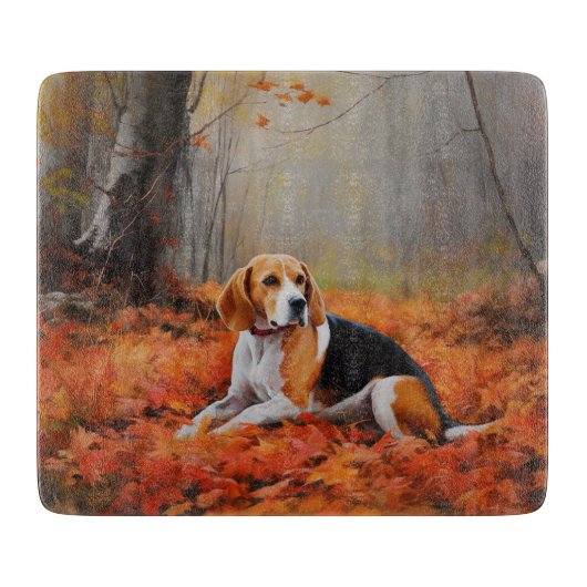 Beagle in herfst laat Herfst inspireren Snijplank (Voorkant)