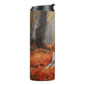 Beagle in herfst laat Herfst inspireren Thermosbeker (Gedraaid links)