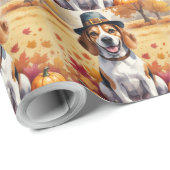 Beagle in herfstbladeren Thanksgiving kunst Cadeaupapier (Rol Hoek)