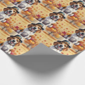 Beagle in herfstbladeren Thanksgiving kunst Cadeaupapier (Hoek)
