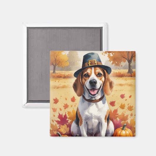 Beagle in herfstbladeren Thanksgiving kunst Magneet (Voorkant / Achterkant)