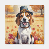 Beagle in herfstbladeren Thanksgiving kunst Magneet (Voorkant)