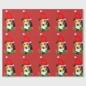 Beagle in Kerstmis in Santa Hat Cadeaupapier (Vlak)