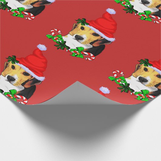 Beagle in Kerstmis in Santa Hat Cadeaupapier (Hoek)