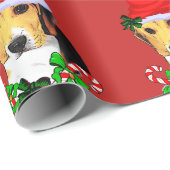 Beagle in Kerstmis in Santa Hat Cadeaupapier (Rol Hoek)