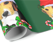 Beagle in Kerstmis in Santa Hat Cadeaupapier (Rol Hoek)
