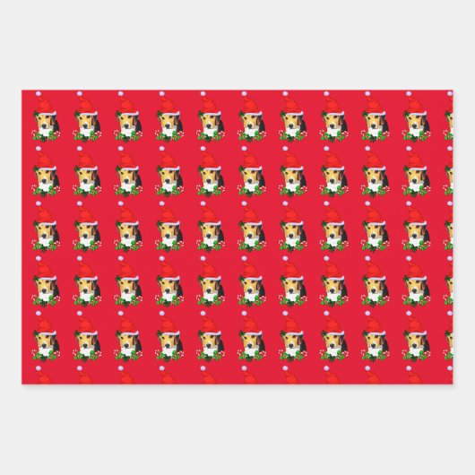 Beagle in Kerstmis in Santa Hat Inpakpapier Vel (Voorkant 3)