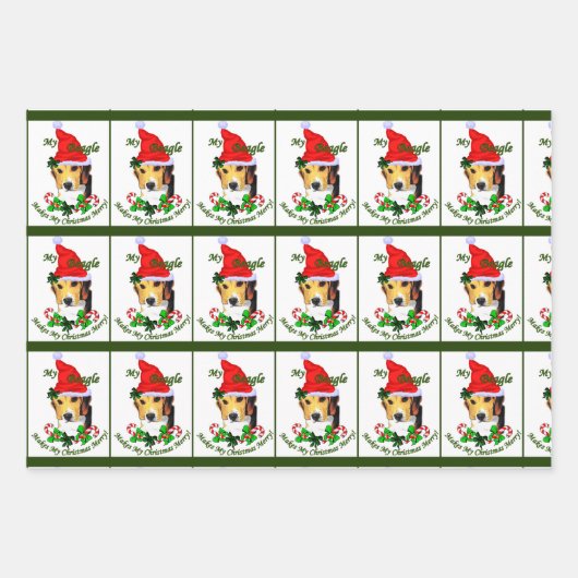 Beagle in Kerstmis in Santa Hat Inpakpapier Vel (Voorkant 2)