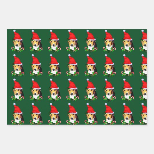 Beagle in Kerstmis in Santa Hat Inpakpapier Vel (Voorkant)