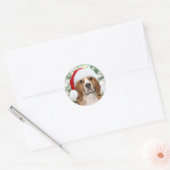 Beagle in Kerstmis Kerstman hoed Ronde Sticker (Envelop)