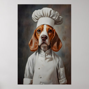 Beagle in kooksmuts poster, huisdierposter, Beagle Poster
