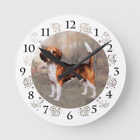 Beagle in landelijke omgeving ronde klok (Voorkant)