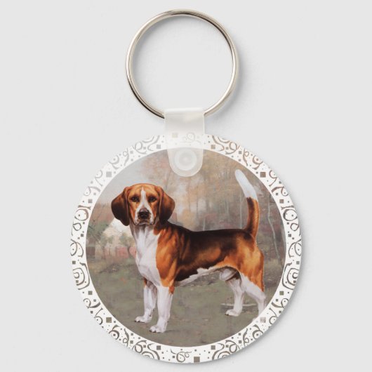 Beagle in landinstellingen sleutelhanger (Voorkant)