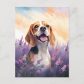 Beagle in Lavendel veld Briefkaart (Voorkant)