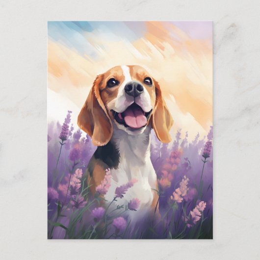 Beagle in Lavendel veld Briefkaart (Voorkant)