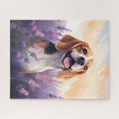 Beagle in Lavendel veld Legpuzzel (Horizontaal)