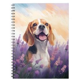Beagle in Lavendel veld Notitieboek