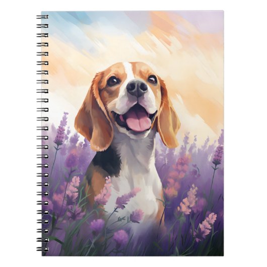 Beagle in Lavendel veld Notitieboek (Voorkant)