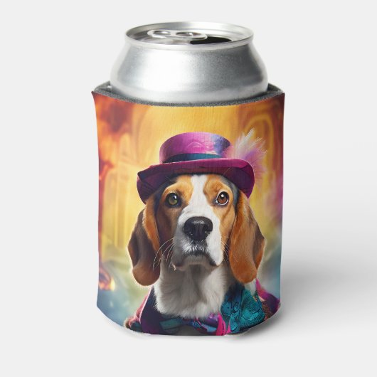 Beagle in levendig kostuum blikjeskoeler (Blikje Achterkant)