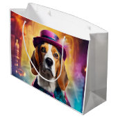Beagle in levendig kostuum groot cadeauzakje (Achterkant Gekanteld)