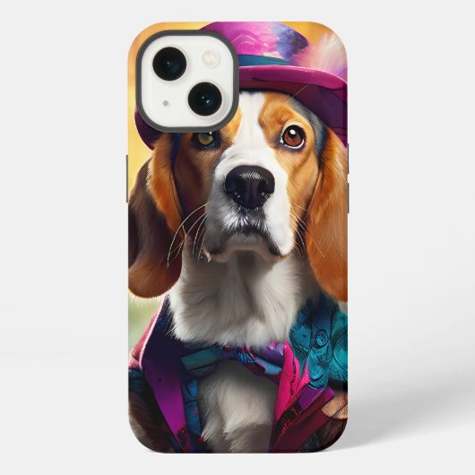 Beagle in levendig kostuum iPhone hoesje (Achterkant)