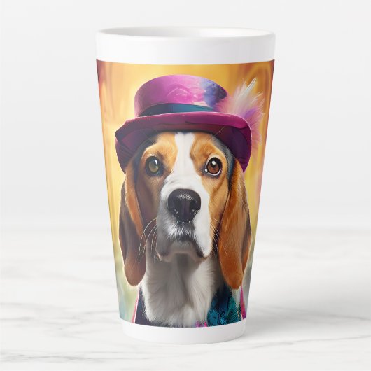 Beagle in levendig kostuum latte mok (Voorkant)