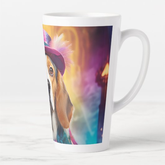 Beagle in levendig kostuum latte mok (Rechts)