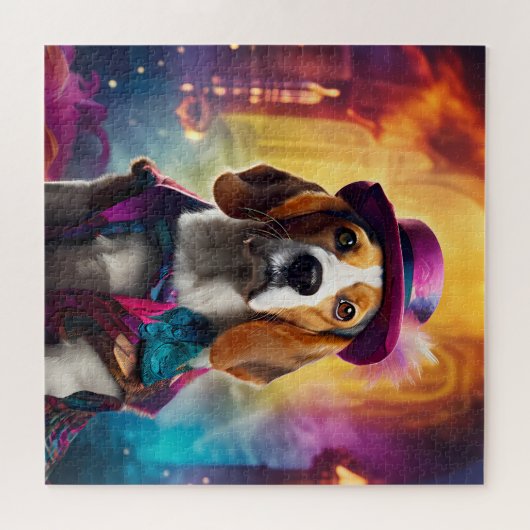 Beagle in levendig kostuum legpuzzel (Horizontaal)