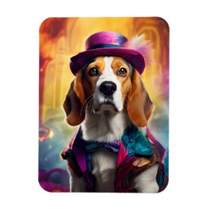 Beagle in levendig kostuum magneet