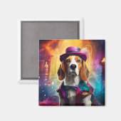 Beagle in levendig kostuum magneet (Voorkant / Achterkant)