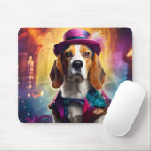 Beagle in levendig kostuum muismat (Met muis)
