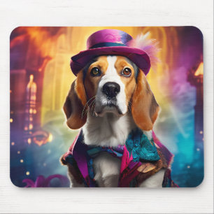 Beagle in levendig kostuum muismat