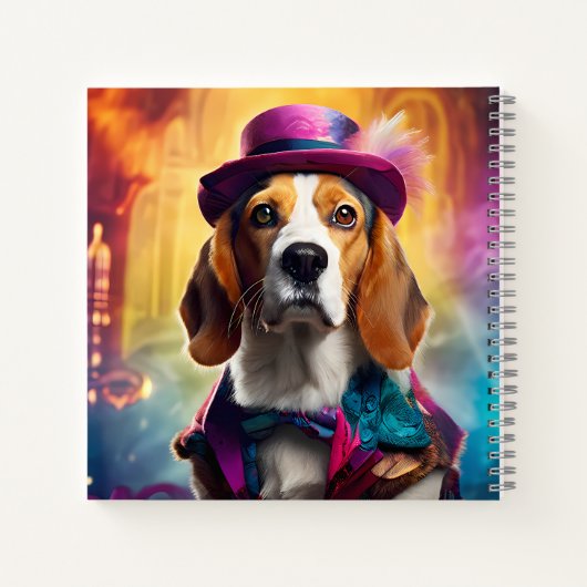 Beagle in levendig kostuum notitieboek (Achterkant)