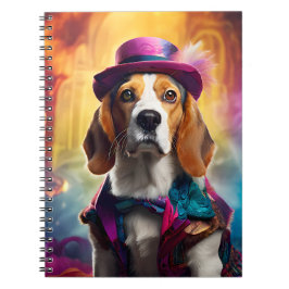 Beagle in levendig kostuum notitieboek